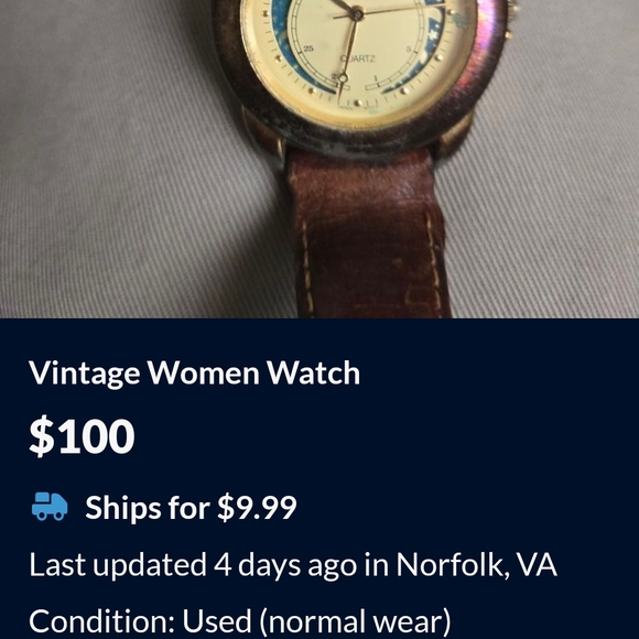 Vintage Women's Watch with Brown Leather Strap - Picture 1 of 1